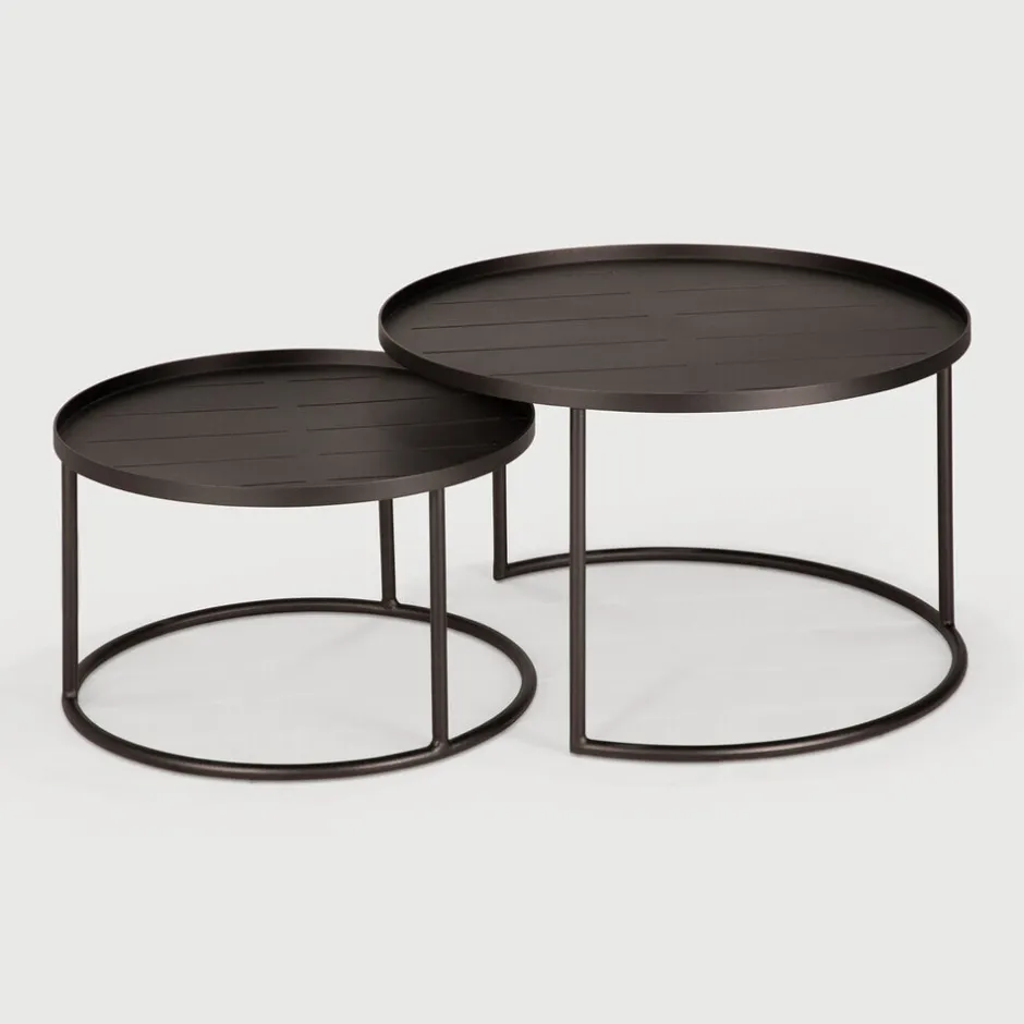 Ethnicraft Ronde Outdoor Bijzettafel Tray Aluminium, Set van 2 stuks, kleur* Loungetafels & Bijzettafels