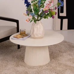 Sohome Ronde Salontafel Puck Mangohout, 80cm, kleur Ivoor* Sohome Giftcard|Ronde Salontafel