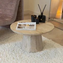 Sohome Ronde Salontafel Rachelle Travertin, 70cm* Sohome Giftcard|Travertin Salontafel