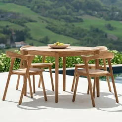 Ethnicraft Ronde Tuintafel Bok Teakhout, 125cm, kleur* Eettafels Voor In Je Tuin