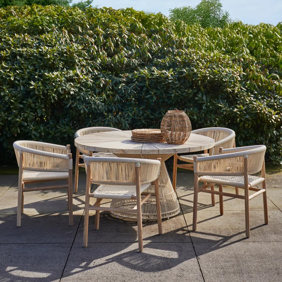 Rivièra Maison Ronde Tuintafel Saint Tropez Teakhout en touw, 140cm* Eettafels Voor In Je Tuin