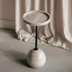 Zuiver Ronde Bijzettafel Cocktail Marmer, 25cm* Ronde Bijzettafel