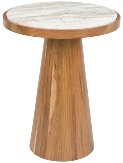 ZILT Ronde Bijzettafel Dejuan Marmer en acaciahout, 40cm* Ronde Bijzettafel