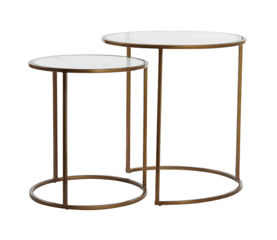 Light & Living Ronde Bijzettafel Ferati Glas, Set van 2 stuks* Bijzettafels Set|Ronde Bijzettafel