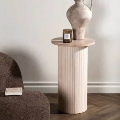 Nohr Ronde Bijzettafel Fionna MDF, 40cm* Zwarte Bijzettafel|Ronde Bijzettafel