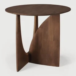 Ethnicraft Ronde Bijzettafel Geometric Gevernist Hout, 51cm* Zwarte Bijzettafel|Ronde Bijzettafel
