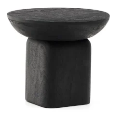 Kave Home Ronde Bijzettafel Ovak Acaciahout, 50cm* Zwarte Bijzettafel|Ronde Bijzettafel