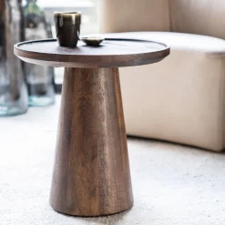 Eleonora Ronde Bijzettafel Ron Mangohout, 46cm* Zwarte Bijzettafel|Ronde Bijzettafel
