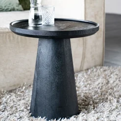 Eleonora Ronde Bijzettafel Ron Mangohout, 46cm* Zwarte Bijzettafel|Ronde Bijzettafel