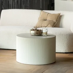 WOOOD Ronde Bijzettafel Sanne 60cm, kleur Antique Beige* Ronde Bijzettafel|Ronde Salontafel
