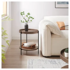 Artistiq Living Ronde Bijzettafel Sylver MDF en metaal, 44cm* Zwarte Bijzettafel|Ronde Bijzettafel