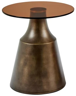 Bendt Ronde Bijzettafel Tameeka Glas en brons staal, 45cm* Ronde Bijzettafel