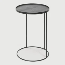 Ethnicraft Ronde Bijzettafel Tray Gelakt Hout, 49cm* Zwarte Bijzettafel|Ronde Bijzettafel