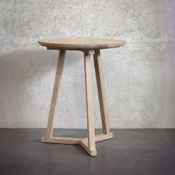 Ethnicraft Ronde Bijzettafel Tripod Hout, 46cm* Zwarte Bijzettafel|Ronde Bijzettafel