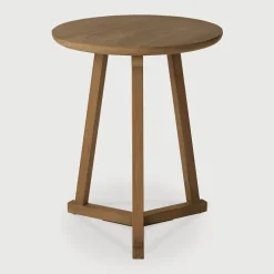 Ethnicraft Ronde Bijzettafel Tripod Hout, 46cm* Zwarte Bijzettafel|Ronde Bijzettafel