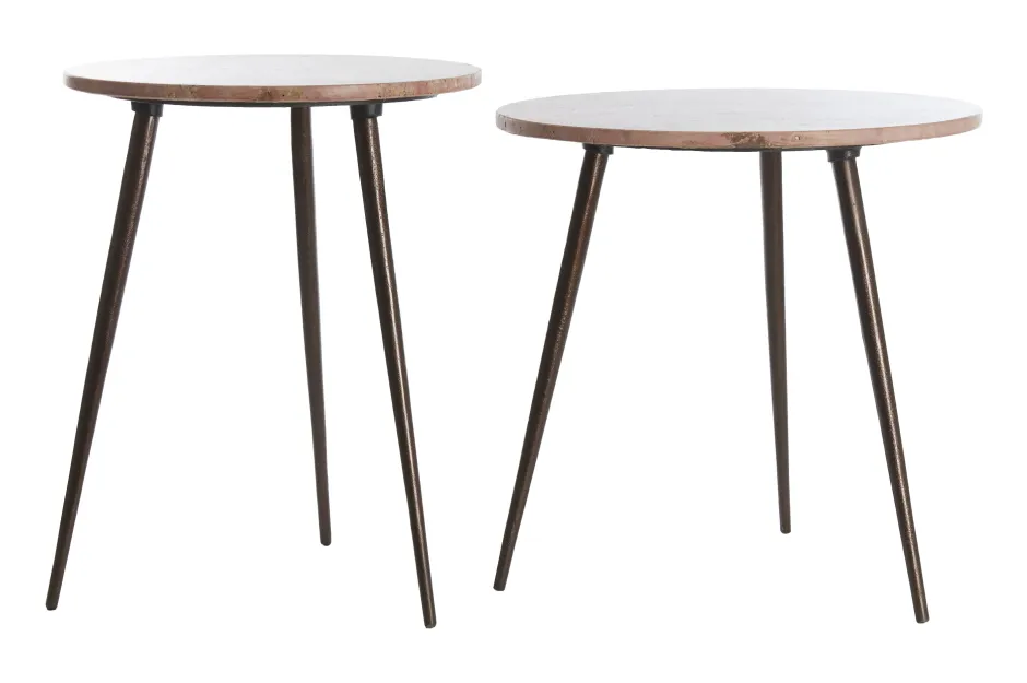 Light & Living Ronde Bijzettafel Zeca Travertin, Set van 2 stuks, kleur* Bijzettafels Set|Ronde Bijzettafel