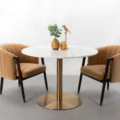 Sohome Ronde Bistrotafel/Eettafel Naima kleur Marmer/Brass* Bistrotafels|Marmeren Eettafel