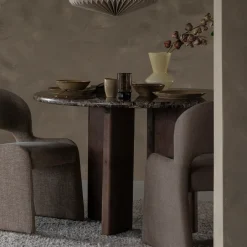 Eleonora Ronde Eettafel Lando Marmer en mangohout, 127 cm* Marmeren Eettafel|Ronde Eettafel