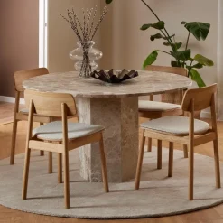 Bendt Ronde Eettafel Lasonya Travertin, 130cm* Marmeren Eettafel|Ronde Eettafel