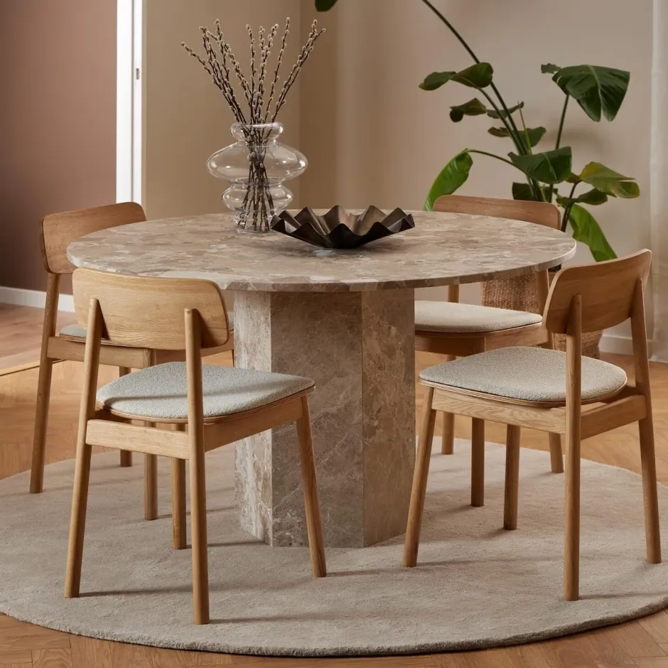 Bendt Ronde Eettafel Lasonya Travertin, 130cm* Marmeren Eettafel|Ronde Eettafel