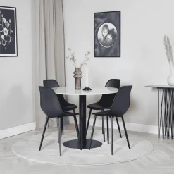 Nohr Ronde Eettafel Lenton Marmer, 106cm* Marmeren Eettafel|Rechte Eettafel