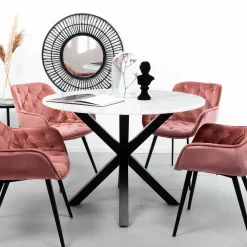 Sohome Ronde Eettafel Lille 110cm, kleur Wit Marmer* Marmeren Eettafel|Ronde Eettafel