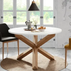 Kave Home Ronde Eettafel Lotus kleur Wit/Eiken* Ronde Eettafel