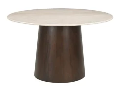 Sohome Ronde Eettafel Margred Marmer en mangohout, 130cm* Marmeren Eettafel|Ronde Eettafel