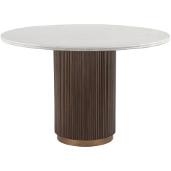 Richmond Interiors Ronde Eettafel Mayfield Marmer en mangohout* Marmeren Eettafel|Ronde Eettafel