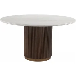 Richmond Interiors Ronde Eettafel Mayfield Marmer en mangohout* Marmeren Eettafel|Ronde Eettafel