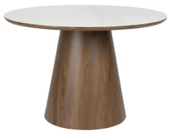 ZILT Ronde Eettafel Nathen Eiken en marmerlook, 115cm* Marmeren Eettafel|Ronde Eettafel