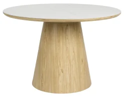 ZILT Ronde Eettafel Nathen Eiken en marmerlook, 115cm* Marmeren Eettafel|Ronde Eettafel