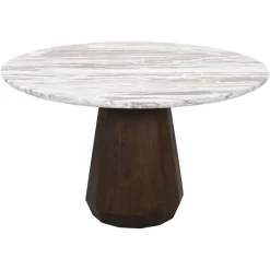 Richmond Interiors Ronde Eettafel Oberoy Marmer en mangohout, 130cm* Marmeren Eettafel|Ronde Eettafel