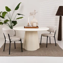 Sohome Ronde Eettafel Scottie Beton, 130cm, kleur Crème* Ronde Eettafel