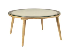 ZILT Ronde Salontafel Azalea Glas en Eikenhout, 70cm* Glazen Salontafel|Ronde Salontafel