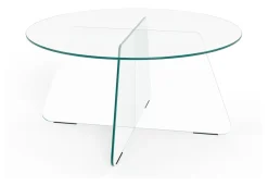 Bendt Ronde Salontafel Coutney Glas, 80cm* Glazen Salontafel|Ronde Salontafel