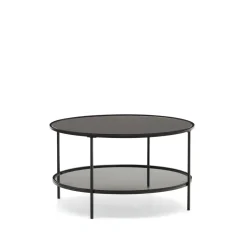 Kave Home Ronde Salontafel Gilda Glas en Metaal, 80cm* Glazen Salontafel|Ronde Salontafel