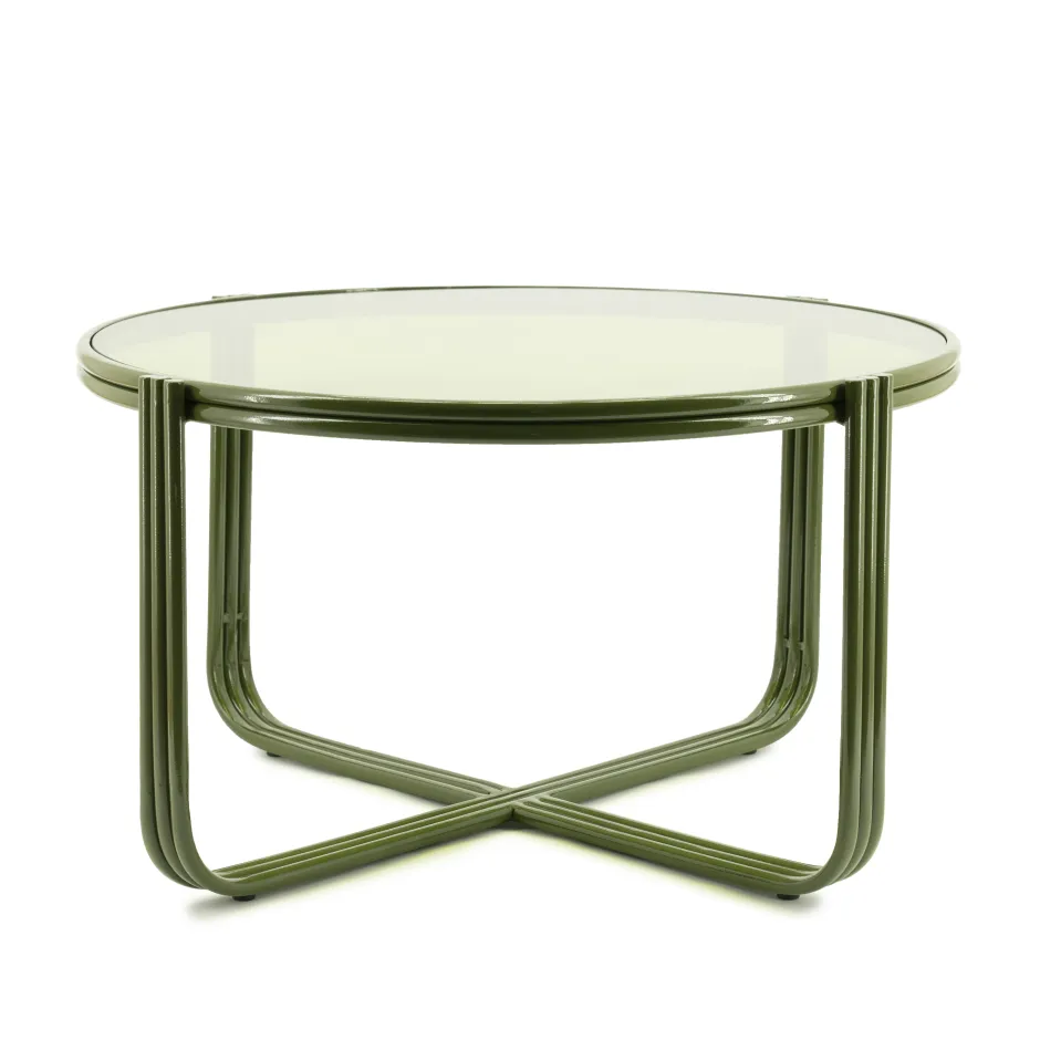 By-Boo Ronde Salontafel Groovy Glas, 63cm* Glazen Salontafel|Ronde Salontafel