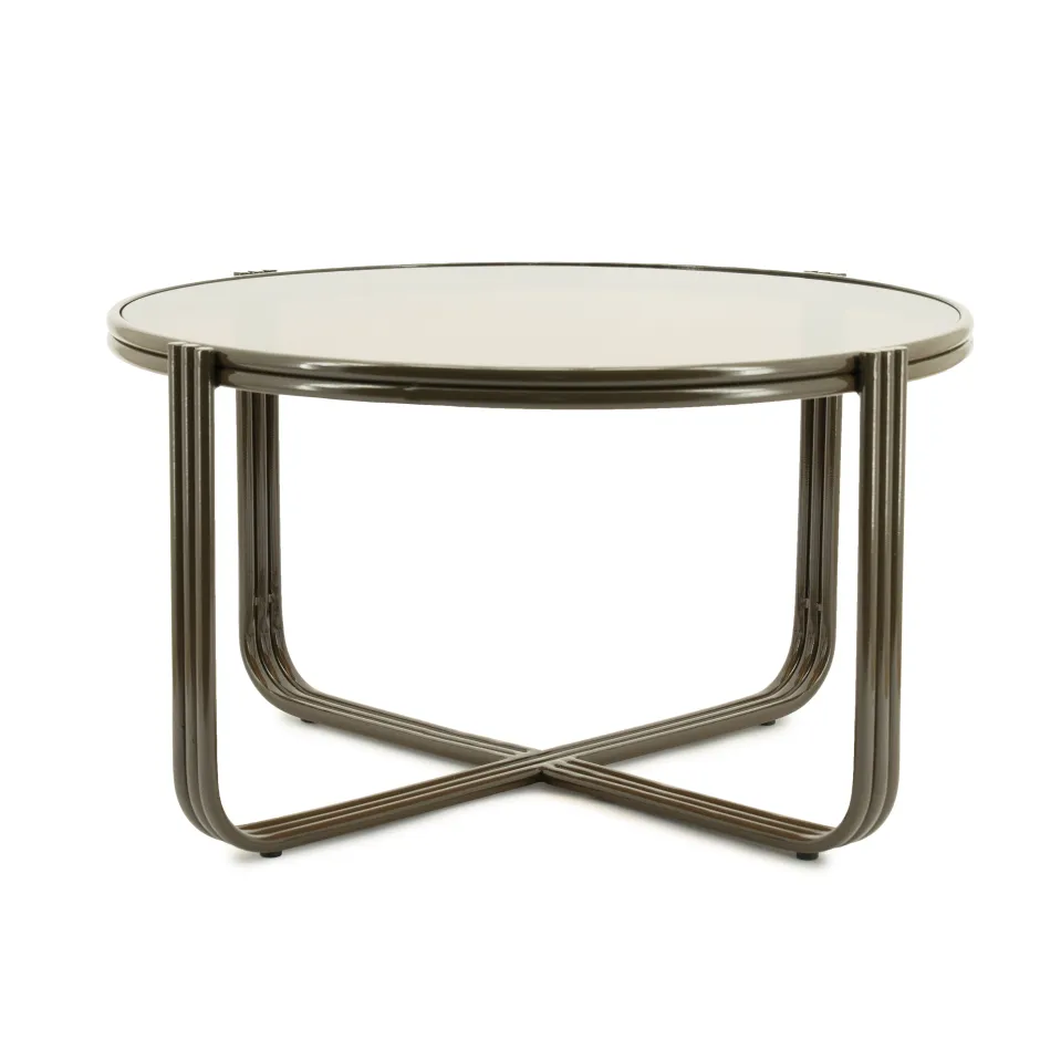 By-Boo Ronde Salontafel Groovy Glas, 63cm* Glazen Salontafel|Ronde Salontafel
