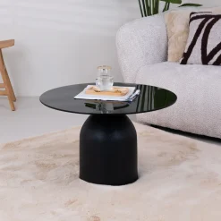 Sohome Ronde Salontafel Indira Glas en staal, 70cm* Glazen Salontafel|Ronde Salontafel