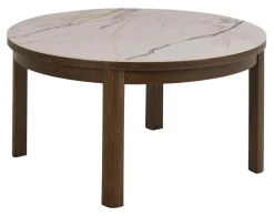 Bendt Ronde Salontafel Jawana Marmerlook en eikenfineer, 90cm* Ronde Salontafel