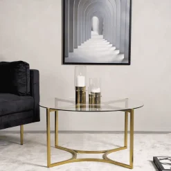 Nohr Ronde Salontafel Kennie Glas, 90cm* Glazen Salontafel|Ronde Salontafel