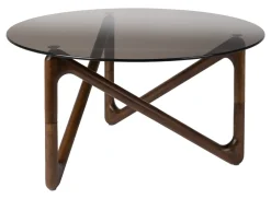 Dutchbone Ronde Salontafel Naia Eikenhout en glas, 80cm* Glazen Salontafel|Ronde Salontafel
