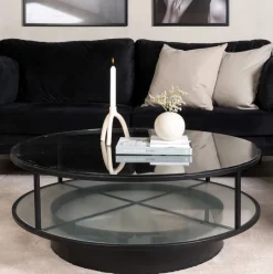 Nohr Ronde Salontafel Nivea Glas, 100cm* Glazen Salontafel|Ronde Salontafel