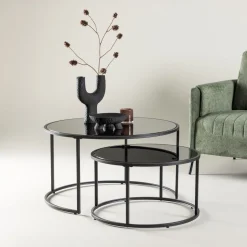 Nohr Ronde Salontafel Quan Set van 2 stuks, kleur* Salontafel Set|Glazen Salontafel