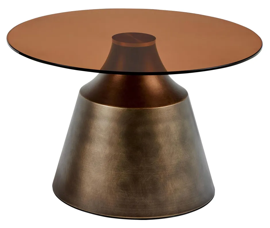 Bendt Ronde Salontafel Tameeka Glas en brons staal, 70cm* Glazen Salontafel|Ronde Salontafel