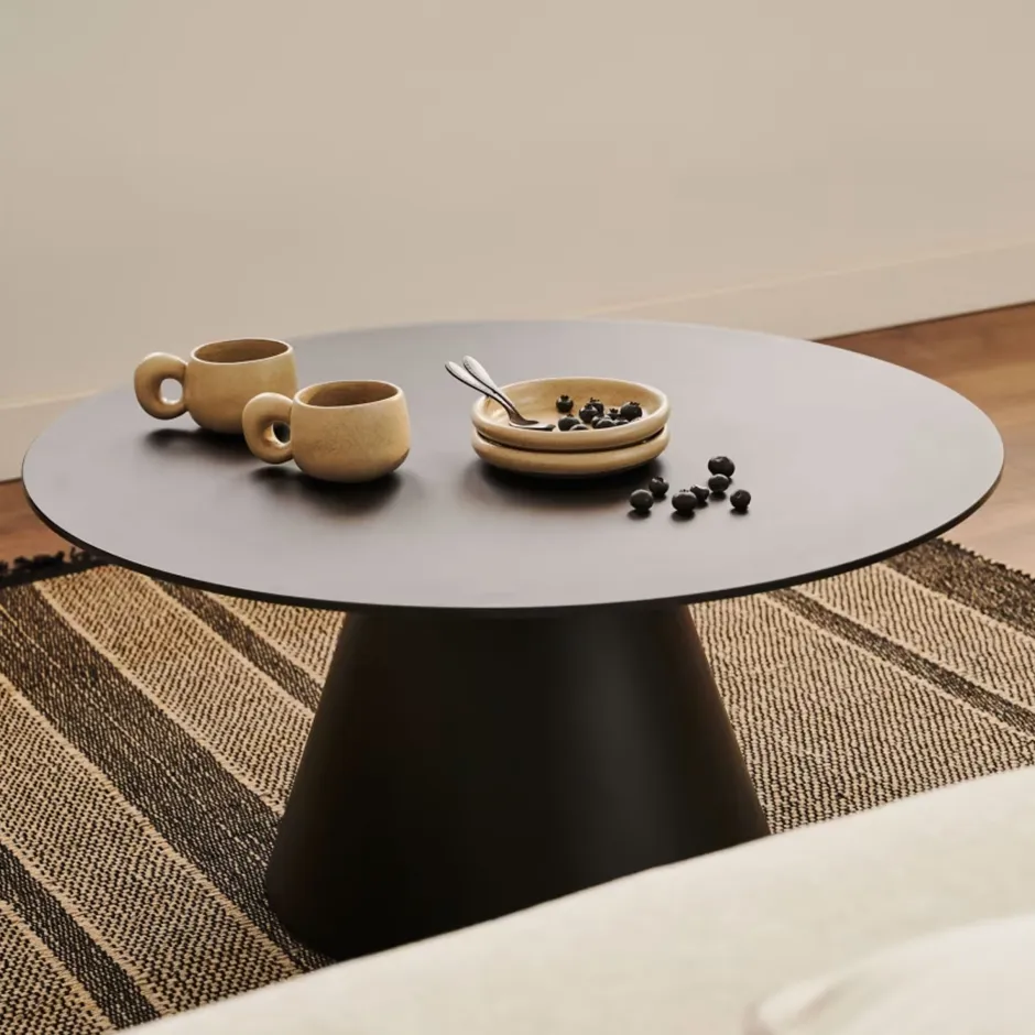 Kave Home Ronde Salontafel Wilshire Gehard glas, 80cm* Glazen Salontafel|Ronde Salontafel