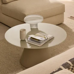 Kave Home Ronde Salontafel Wilshire Gehard glas, 80cm* Glazen Salontafel|Ronde Salontafel
