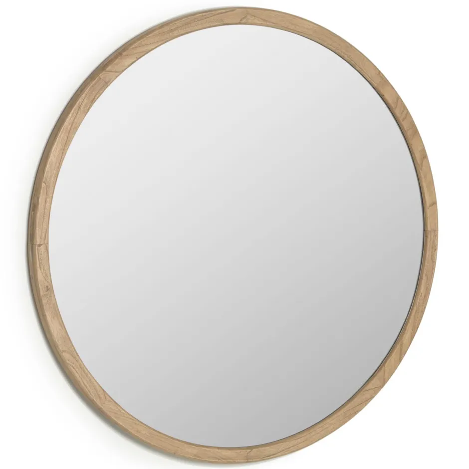 Kave Home Ronde Spiegel Alum Mindi-hout* Ronde Spiegels