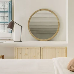 Kave Home Ronde Spiegel Alum Mindi-hout* Ronde Spiegels